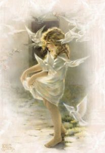 A Girl Feeding Birds In Winter