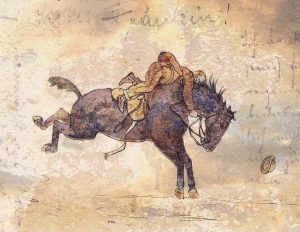 Jockey spurs on his horse - bucked or what